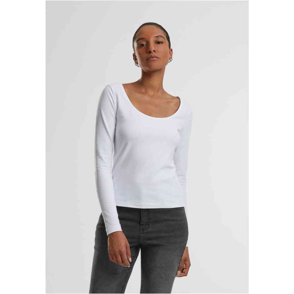 Urban Classics - Wide Neck Longsleeve top - White